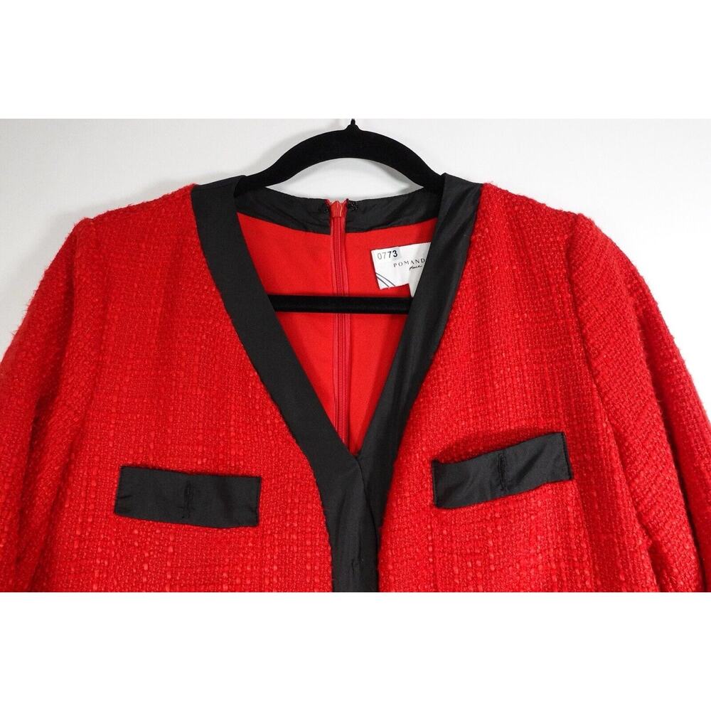 Read* Pomander Place Dress Women’s Small Red Coco Tweed Bow Tuckernuck 0773-14 - Picture 3 of 12